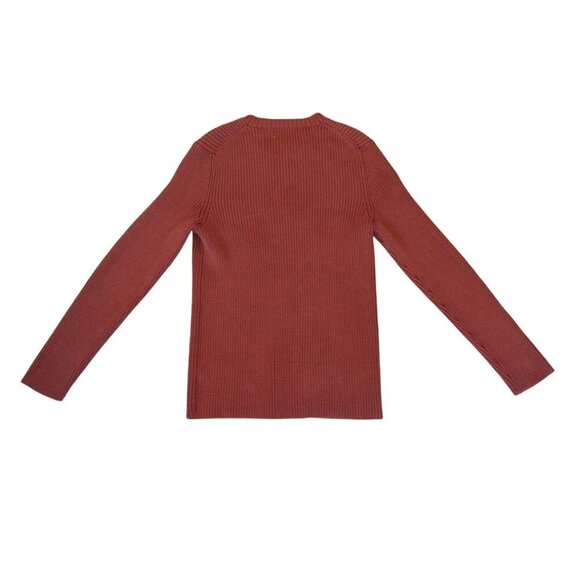 Vintage Express Ribbed Knit Sweater Rust Red Orange Women's M Boho Earth Girl - Picture 7 of 8